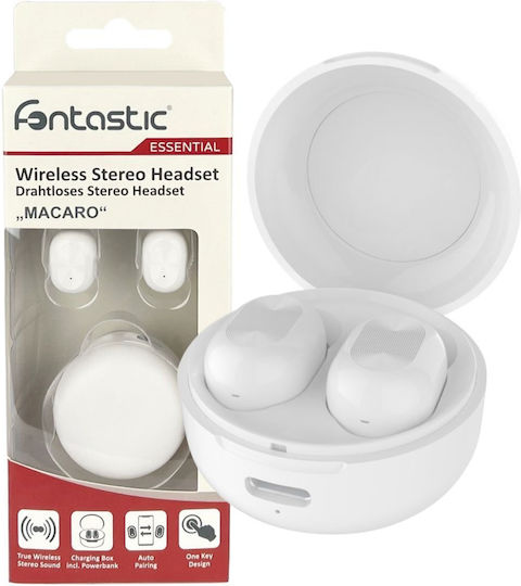Fontastic Macaro In-ear Bluetooth Handsfree Ακουστικά με Θήκη Φόρτισης Λευκά