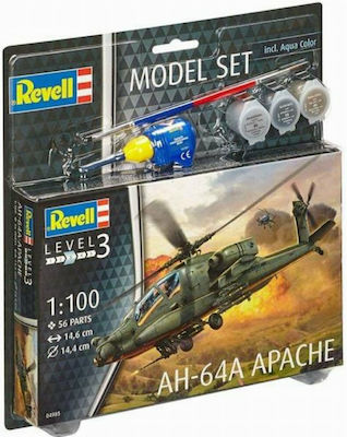 Revell Φιγούρα Μοντελισμού Ελικόπτερο AH-64A Apache 56 Κομματιών σε Κλίμακα 1:100 με Κόλλα και Χρώματα 14.6x14.4εκ.