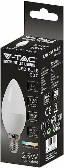 V-TAC VT-1818 LED-Lampe 3.7W 100mm für Fassung E14 und Form C37 Kühles Weiß 320lm