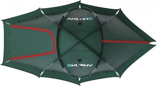 Husky Fighter Σκηνή Camping Igloo Πράσινη με Διπλό Πανί για 3 Άτομα 380x280x130εκ.