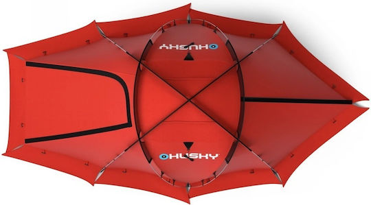 Husky Fighter Χειμερινή Σκηνή Camping Geodesic (Γεωδαιτική) Κόκκινη με Διπλό Πανί για 3 Άτομα 380x280x130εκ.