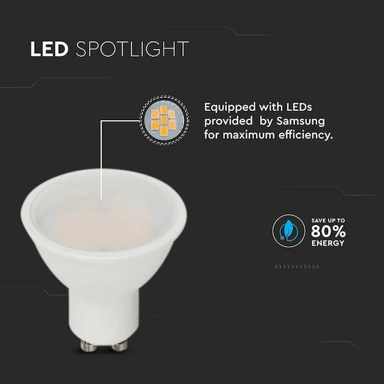V-TAC Λάμπα LED 4.5W 80mm για Ντουί GU10 και Σχήμα MR16 Φυσικό Λευκό 400lm