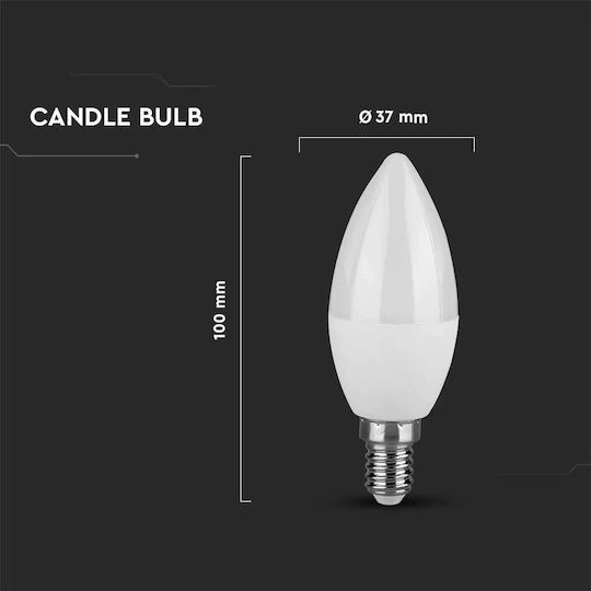 V-TAC VT-1818 LED Bulb 3.7W 100mm for Socket E14 and Shape C37 Natural White 320lm