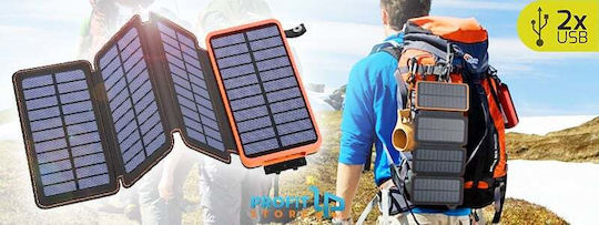 Foldable Solar Power Bank 20000mAh mit 2 USB-A Anschlüssen Schwarz