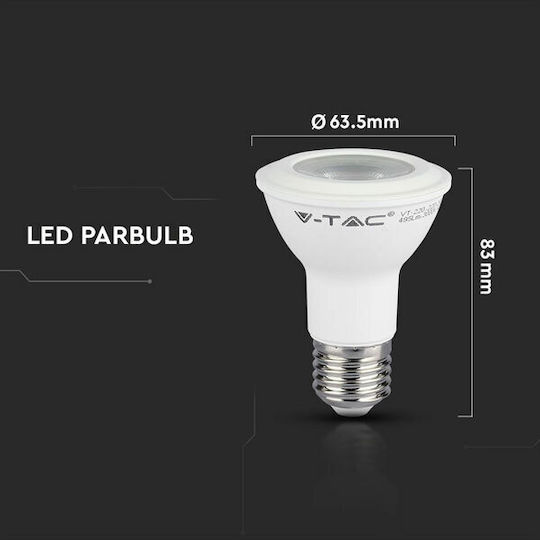 V-TAC VT-220-N LED-Lampe 5.8W 84mm für Fassung E27 und Form PAR20 Kühles Weiß 425lm