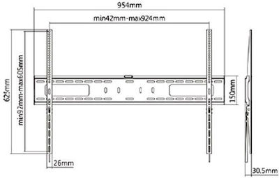 Brateck LP42-69F Wandhalterung für Fernseher bis 100" und 75kg