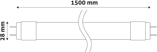 Avide AB1500T8-24W-WW-GL LED-Lampe 24W Röhrenform 150εκ. für Fassung G13 und Form T8 Warmes Weiß 2350lm
