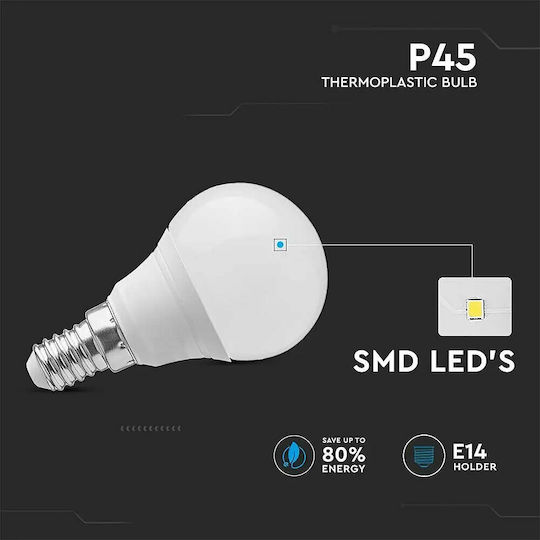 V-TAC VT-1819 LED Bulb 3.7W 80mm for Socket E14 and Shape P45 Warm White 320lm