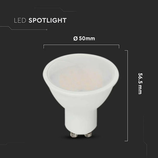 V-TAC Samsung Chip Weiß Vt LED-Lampe 4.5W 80mm für Fassung GU10 und Form MR16 Warmes Weiß 400lm