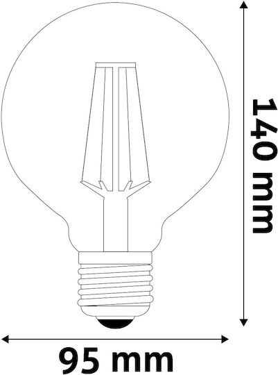 Avide ABLFG95WW-7W Bec LED 7W pentru Soclu E27 și Formă G95 Alb cald 806lm 15.001.0801