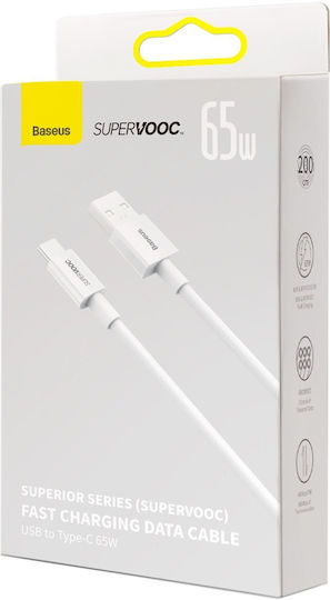 Baseus Superior USB 2.0 Cable USB-C male - USB-A 65W White 2m (CAYS001002)