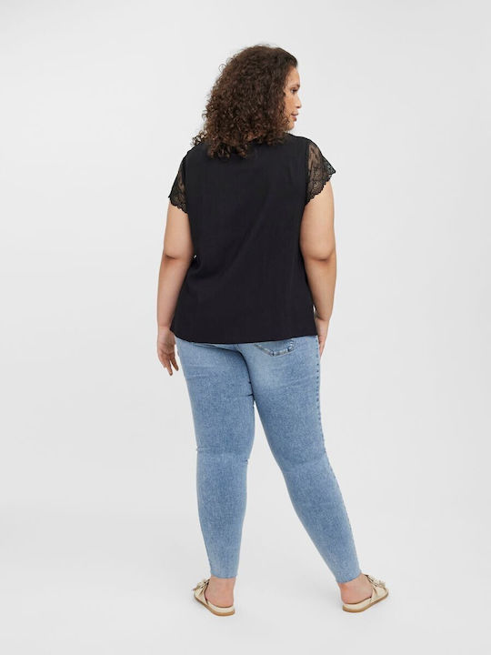 Vero Moda pentru Femei de Vară Bluză Mâneci scurte Neagră