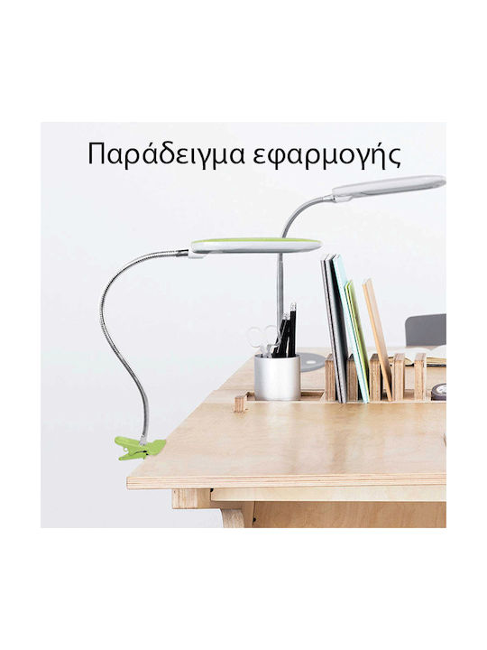 Aca Baz2 LED Office Lamp with Flexible Arm and Clip in Gray Color