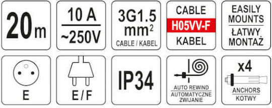 Yato Closed Type 3 x 1.5mm²/20m Red
