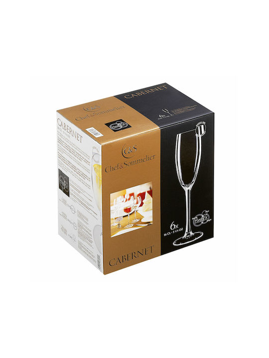 Chef & Sommelier Cabernet Set Gläser Champagner aus Glas Mit Stiel 160ml 6Stück