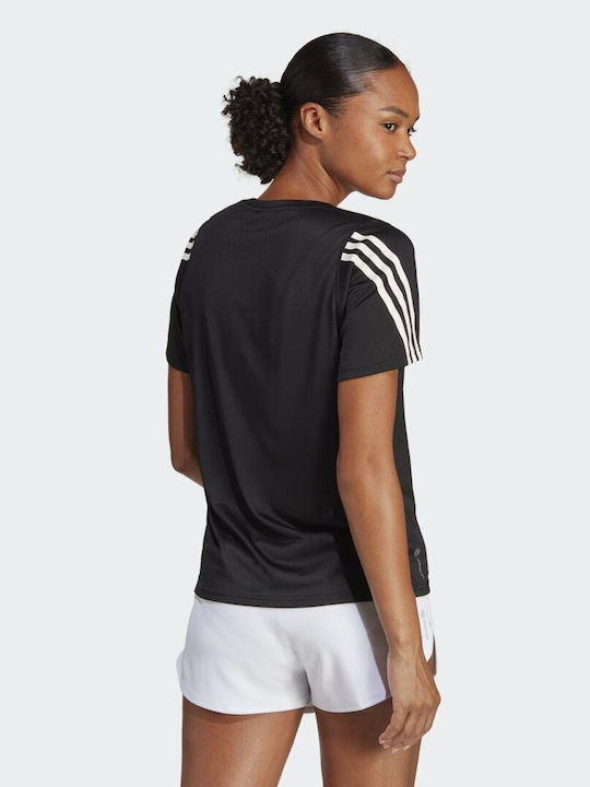 Adidas Run Icons 3-Stripes Femeie Sport Tricou Uscare rapidă Negru