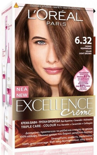 L'Oreal Paris Excellence Creme Βαφή Μαλλιών 6.32 Ξανθό Κεχριμπάρι 48ml