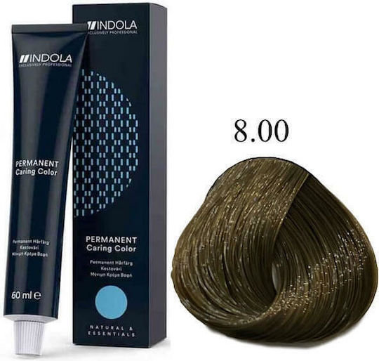 Indola Permanent Caring Color Intense Coverage Hair Dye 8.00 Light Blonde Intense Natural 60ml