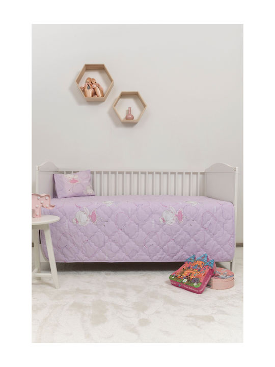 Naf Naf Little Fairies Σετ Βρεφικό Κουβερλί Βαμβακερό Λιλά 100x140cm