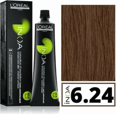 L'Oreal Professionnel Inoa Vopsea de Păr fără amoniac 6.24 Blond închis iridescent bronz 60ml