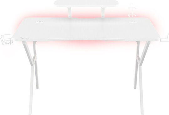 Birou De Jocuri Holm Din Lemn Alb Cu Picioare Metalice Cu LED Și Porturi USB 120x60x75cm
