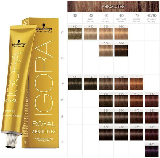Schwarzkopf Igora Royal Absolutes Боя за коса 7-140 Средно русо пясъчно сиво бежово естествено 60мл