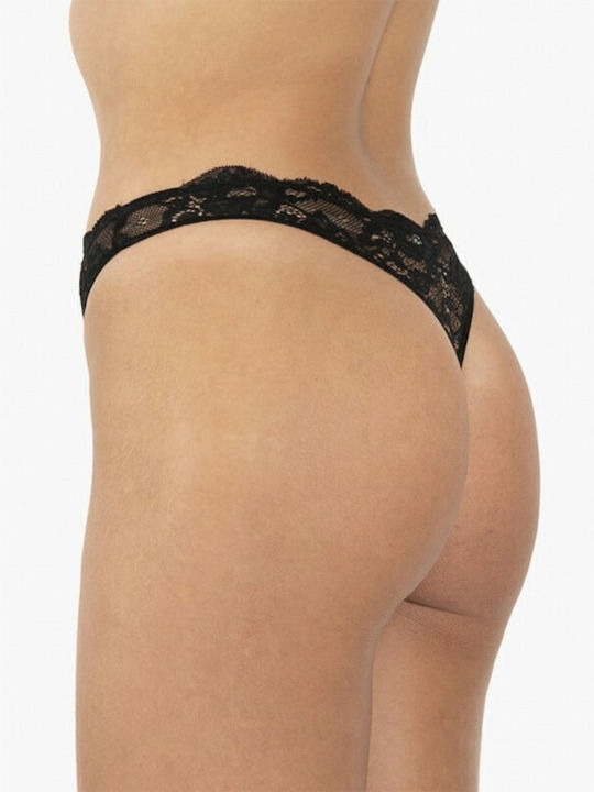 A.A UNDERWEAR Women's String 2Pack with Lace Black