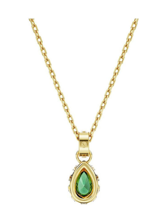 Swarovski Stilla Necklace With Tear Design Made Of Gold Plated Steel With Personalization Green