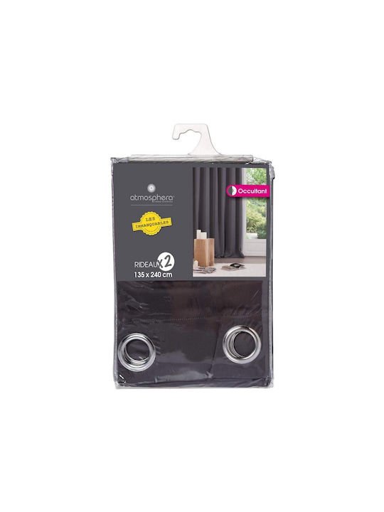 Atmosphera Set Perdele Cu Capse Gri 135x240cm