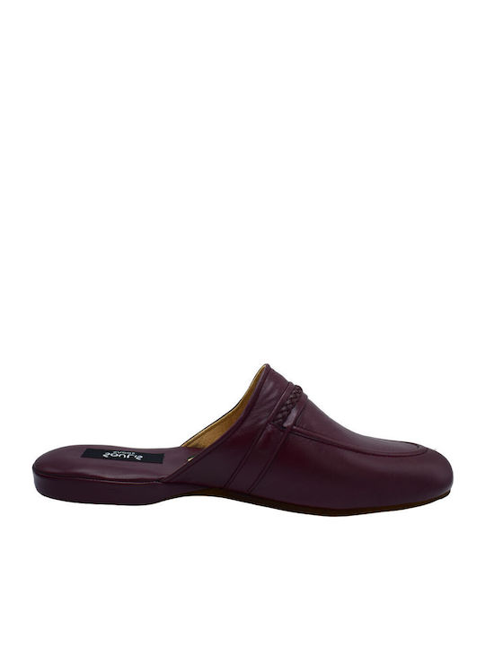 Men's Leather Slippers Burgundy