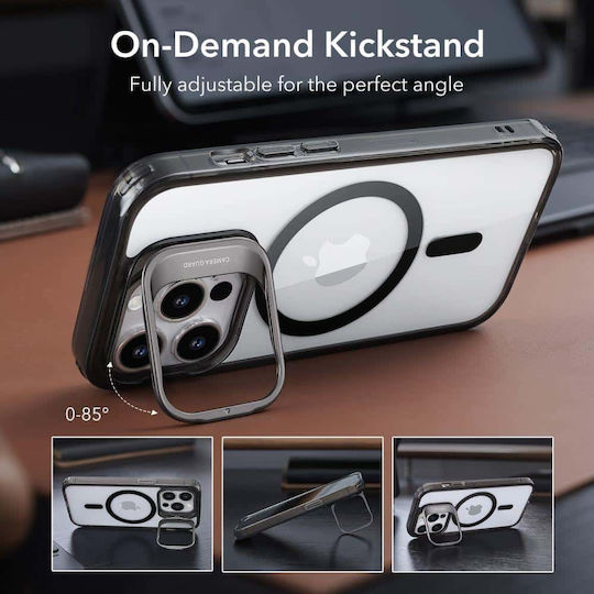 ESR Classic Kickstand Halolock Magsafe Back Cover Silicone 1.3mm Clear / Black (iPhone 14 Pro)