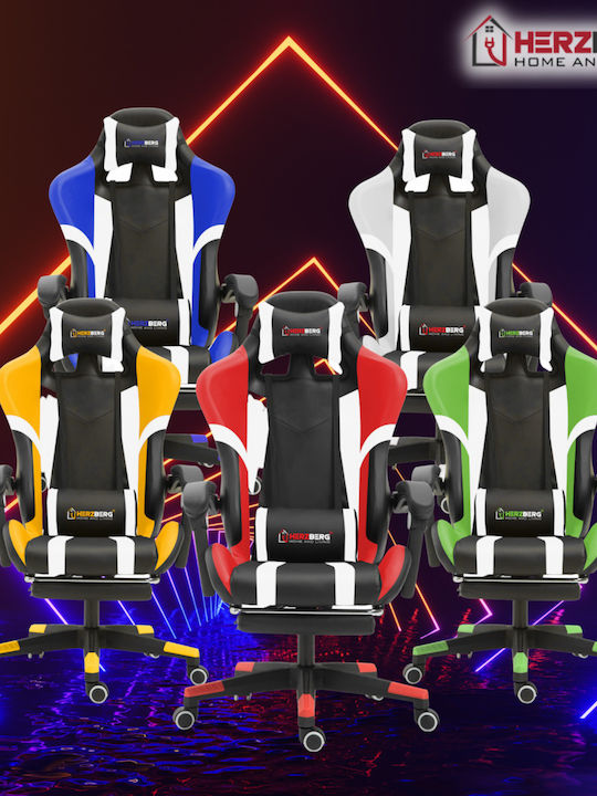 Herzberg HG-8083 Καρέκλα Gaming Δερματίνης με Υποπόδιο Κόκκινη