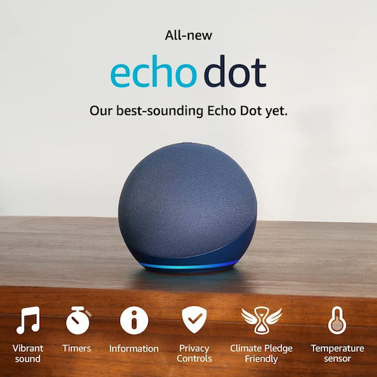 Amazon Echo Dot (5th Gen) Умен хъб Wi-Fi / Bluetooth Съвместим с Alexa