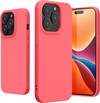 KWmobile Slim Umschlag Rückseite Silikon Neon Coral (iPhone 14 Pro) 59077.103