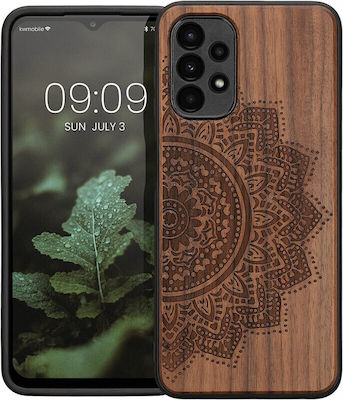 KWmobile Semi Flower Wooden Back Cover Brown (Galaxy A13 4G)