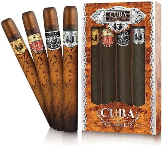 Cuba Yellow Eau De Toilette 35ml & Blue Eau De Toilette Men's Fragrance Set With Eau De Toilette 4 Pieces