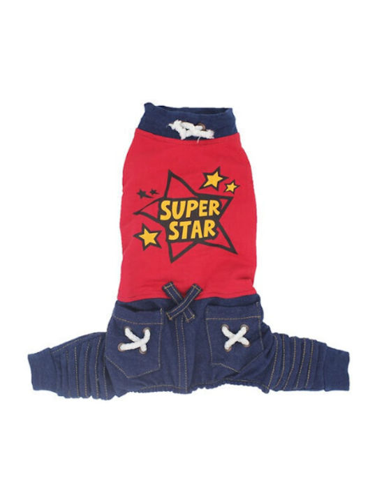 Glee Denim Pan Ολόσωμο Ρούχο Σκύλου σε Κόκκινο Χρώμα XXLarge