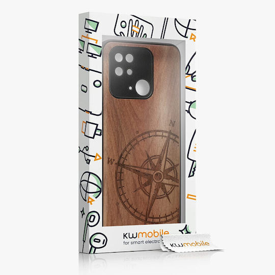 KWmobile Compass Vintage Back Cover Lemn Maro închis (Redmi 10C)