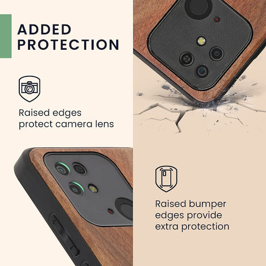 KWmobile Compass Vintage Back Cover Lemn Maro închis (Redmi 10C)