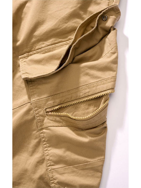 Trousers Cargo Elastic in Slim Fit Beige
