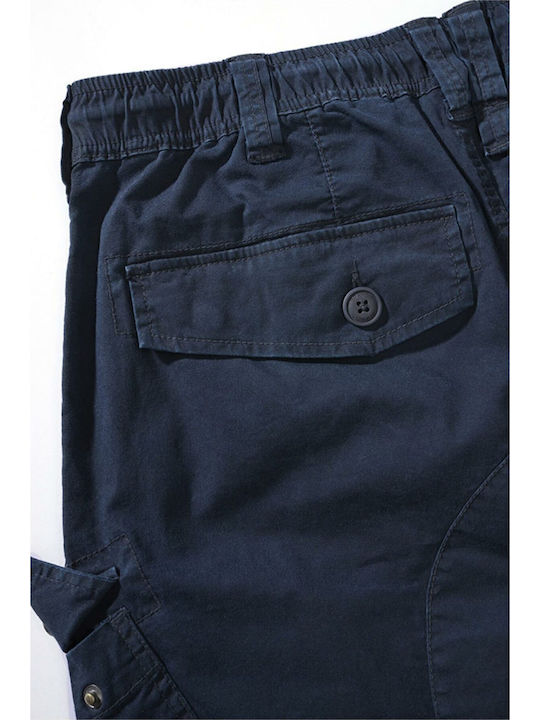 Trousers Cargo Elastic in Slim Fit Navy Blue