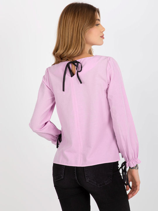 Lakerta Women's Blouse Cotton Long Sleeve Light Violet