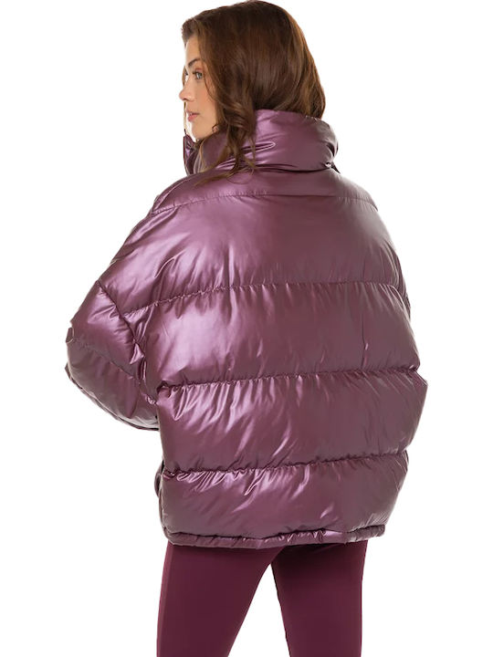 Vesuvio Women's Short Puffer Jacket for Winter Purple