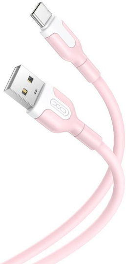 XO NB212 USB 2.0 Cable USB-C male - USB-A Ροζ 1m 16.005.0209