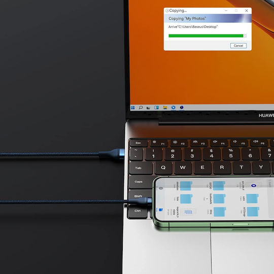 Baseus Flash Series Ⅱ Braided USB to Lightning / Type-C / micro USB 1.2m Cable Blue (CASS040003)