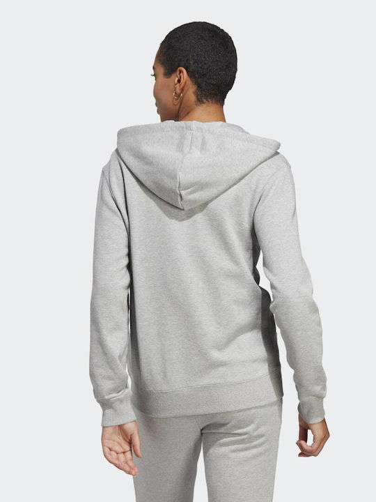 Adidas Essentials Linear Women's Hooded Cardigan Medium Grey Heather