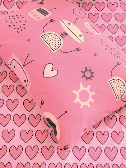 Kocoon Детско покривало Единично Robo Love Розов 170x250cm