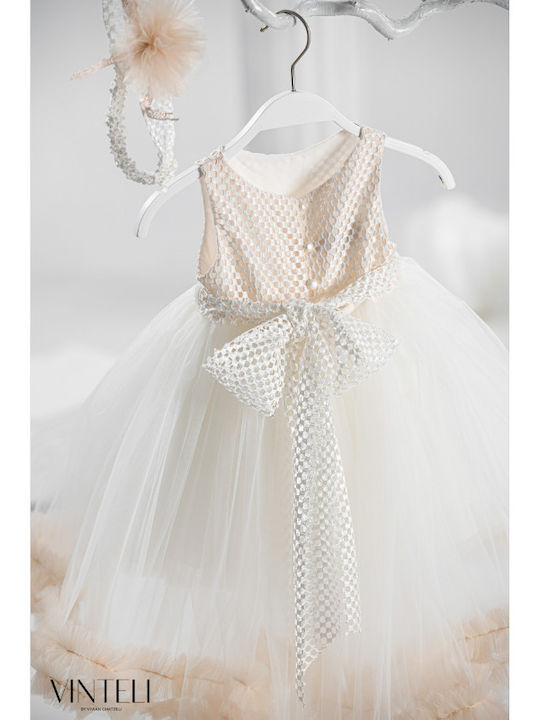 Vinte li Ecru Baptism Dress made of Tulle