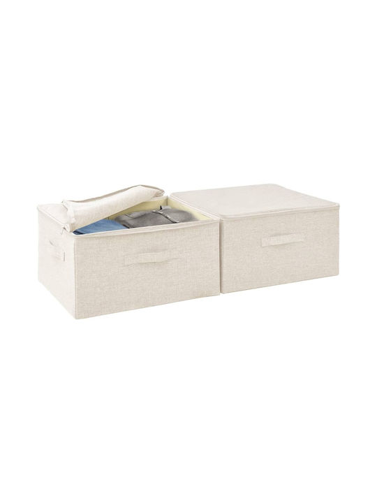 vidaXL Stoff Aufbewahrungsbox mit Deckel Beige 43x34x23cm 2Stück