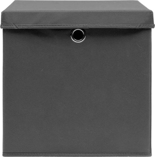 vidaXL Текстилна Кутия За Съхранение С Капак Сива 28x28x28см 4 Бройки